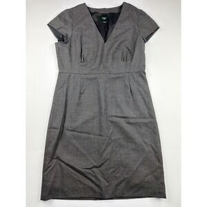 J.Crew Suiting Womens Heather Gray V-Neck Short Sleeve Sheath Wool Dress Size 10